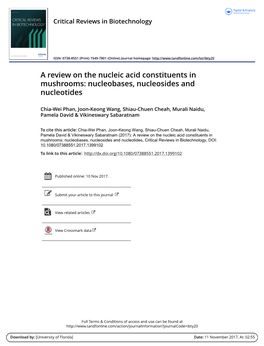 Nucleobases, Nucleosides and Nucleotides