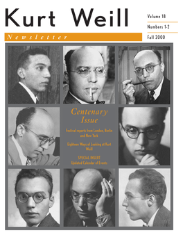 Kurt Weill Numbers 1-2 Newsletter Fall 2000