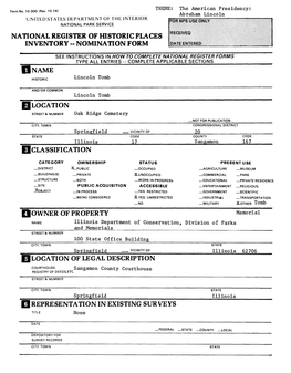 National Register of Historic Places Inventory -- Nomination Form