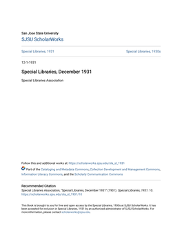 Special Libraries, December 1931