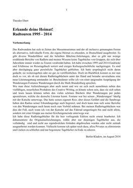 Erkunde Deine Heimat! Radtouren 1995 - 2014