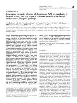 Long-Range Epigenetic Silencing of Chromosome 5Q31 Protocadherins