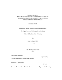 A Human Ecological Analysis of the Causes of Conflict and Cooperation Between Nations Over Freshwater Resources