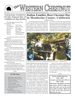 Italian Families Host Chestnut Day in Mendocino County, California