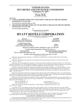 HYATT HOTELS CORPORATION (Exact Name of Registrant As Specified in Its Charter)