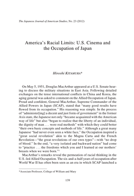 America's Racial Limits: U.S. Cinema and the Occupation of Japan