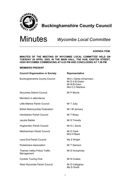 Buckinghamshire County Council Wycombe Local Committee