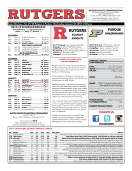 C. Vivian Stringer (Slippery Rock ‘71) Head Coach: Sharon Versyp (Purdue ‘89) Big Ten/ACC Challenge Overall: 993-392/47Th Season Overall: 364-205/18Th Season Thu