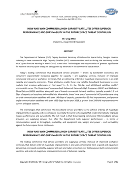 How and Why Commercial High-Capacity Satellites Offer Superior Performance and Survivability in the Future Space Threat Continuum