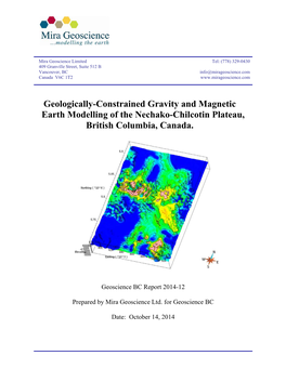 Geologically-Constrained Gravity and Magnetic Earth Modelling of the Nechako-Chilcotin Plateau, British Columbia, Canada