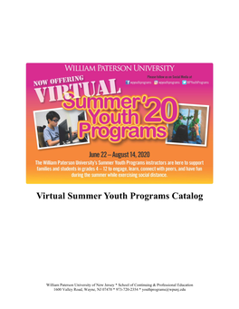 Virtual Summer Youth Programs Catalog
