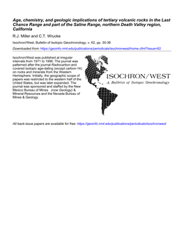 Age, Chemistry, and Geologic Implications of Tertiary Volcanic