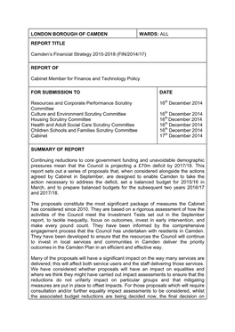 London Borough of Camden Wards: All Report Title