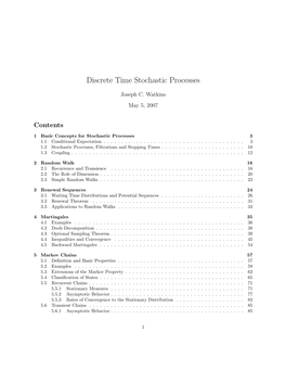 Discrete Time Stochastic Processes