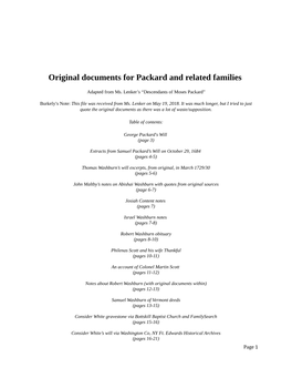 Original Documents for Packard and Related Families