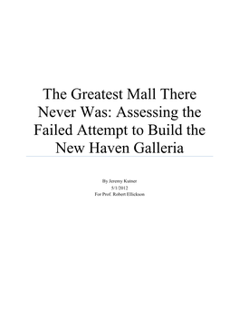 Assessing the Failed Attempt to Build the New Haven Galleria