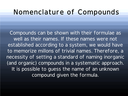 Nomenclature of Inorganic Compounds