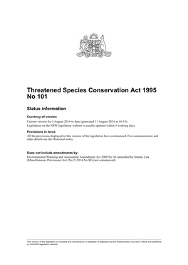 Threatened Species Conservation Act 1995 No 101