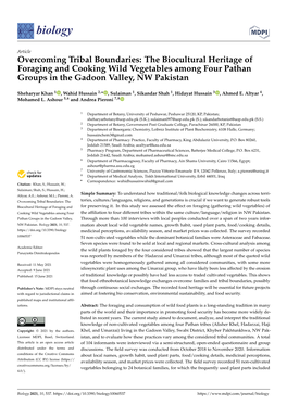 The Biocultural Heritage of Foraging and Cooking Wild Vegetables Among Four Pathan Groups in the Gadoon Valley, NW Pakistan