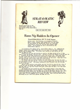 STRAT-O-MATIC REVIEW Rams Nip Raiders in Opener