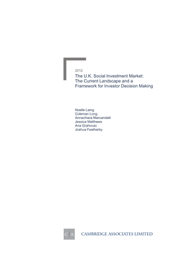 The UK Social Investment Market