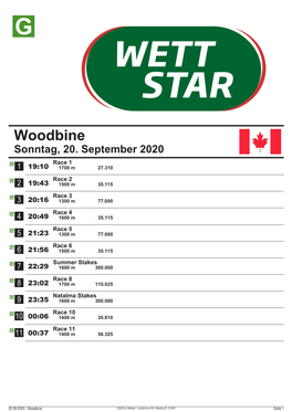 Woodbine Sonntag, 20