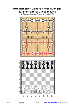 Introduction to Chinese Chess (Xiangqi) for International Chess Players a Comparison of Chess and Xiangqi
