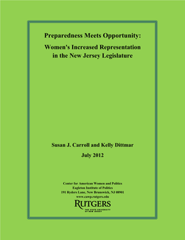 Preparedness Meets Opportunity: Women's Increased Representation in the New Jersey Legislature