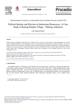 Political Identity and Election in Indonesian Democracy: a Case Study in Karang Pandan Village – Malang, Indonesia