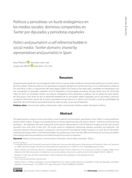 Políticos Y Periodistas: Un Bucle Endogámico En Los Medios Sociales: Dominios Compartidos En Twitter Por Diputados Y Periodistas Españoles