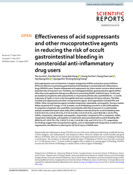 Effectiveness of Acid Suppressants and Other Mucoprotective Agents In