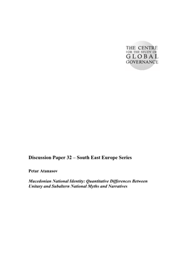 Macedonian National Identity: Quantitative Differences Between Unitary and Subaltern National Myths and Narratives