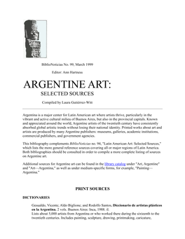 Argentine Art: Selected Sources