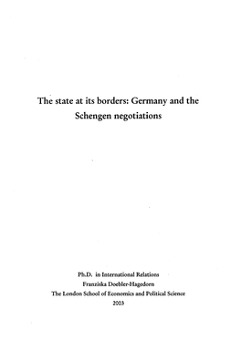 The State at Its Borders: Germany and the Schengen Negotiations