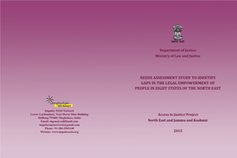 Needs Assessment Study to Identify Gaps in the Legal Empowerment of People in Eight States of the North East