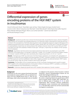 Differential Expression of Genes Encoding Proteins of the HGF/MET