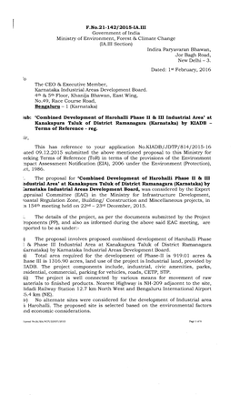 F.No.21-142/201S-IA.III :Ub: 'Combined Development Of