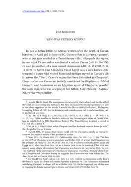 WHO WAS CICERO's REGINA? in Half a Dozen Letters to Atticus Written