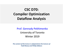 Compiler Optimization Dataflow Analysis