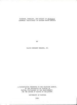 TAXONOMY, ETHOLOGY, and ECOLOGY of Phidippus (ARANEAE: SALTICIDAE) in EASTERN NORTH AMERICA