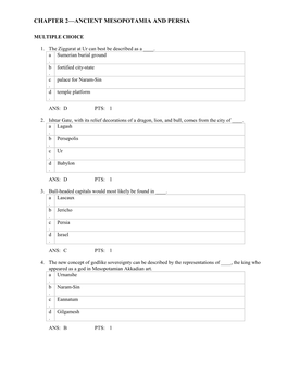 Chapter 2—Ancient Mesopotamia and Persia