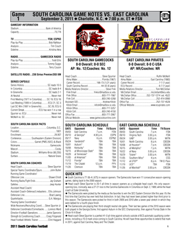 Gamecock Start Chart Season with a 9-5 Record Overall, Including a 5-3 Mark Date Opponent Rank Score in SEC Play