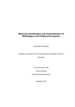 Molecular Identification and Characterisation of Meloidogyne and Pratylenchus Species