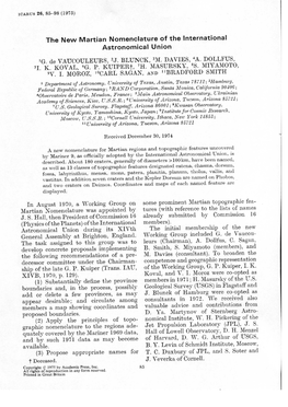 The New Martian Nomenclature of the International Astronomical Union IG