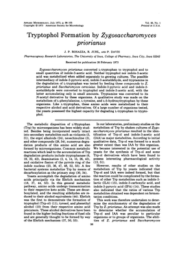 Tryptophol Formation by Zygosaccharomyces Priorianus