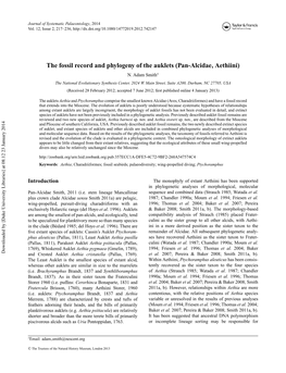 The Fossil Record and Phylogeny of the Auklets (Pan-Alcidae, Aethiini)