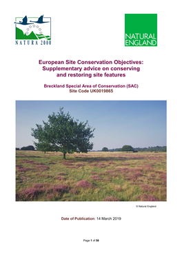 Breckland SAC Conservation Objectives Supplementary Advice