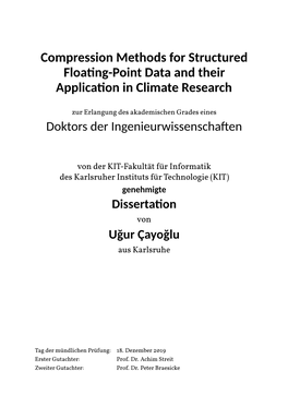 Compression Methods for Structured Floating-Point Data and Their Application in Climate Research