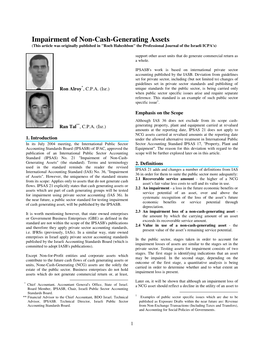 Impairment of Non-Cash-Generating Assets (This Article Was Originally Published in 