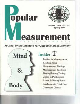 POPULAR MEASUREMENT 31 Research and Practice: Bundled Bedfellows Robert L